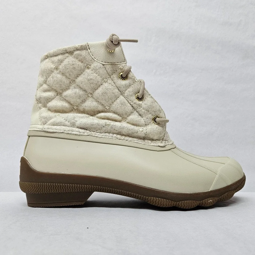 Sperry‎  Women's Syren Gulf Wool Quilt Duck Boots STS85647 Ivory Brown Sz 9